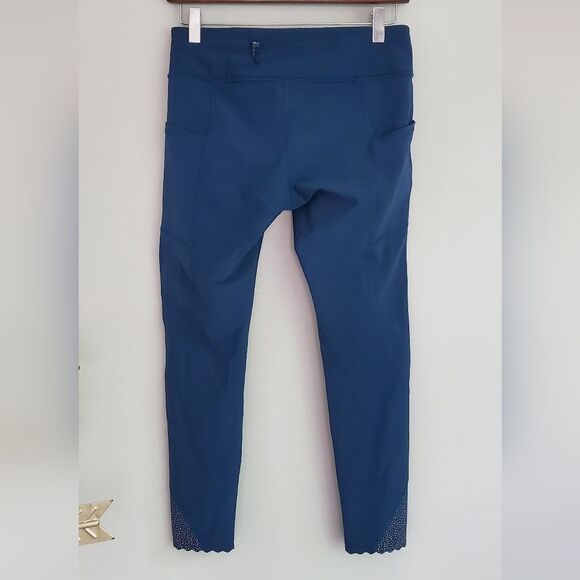 Lululemon Athletica Teal Tight Cropped Leggings With Scallop Detail Size 8 - Picture 8 of 14